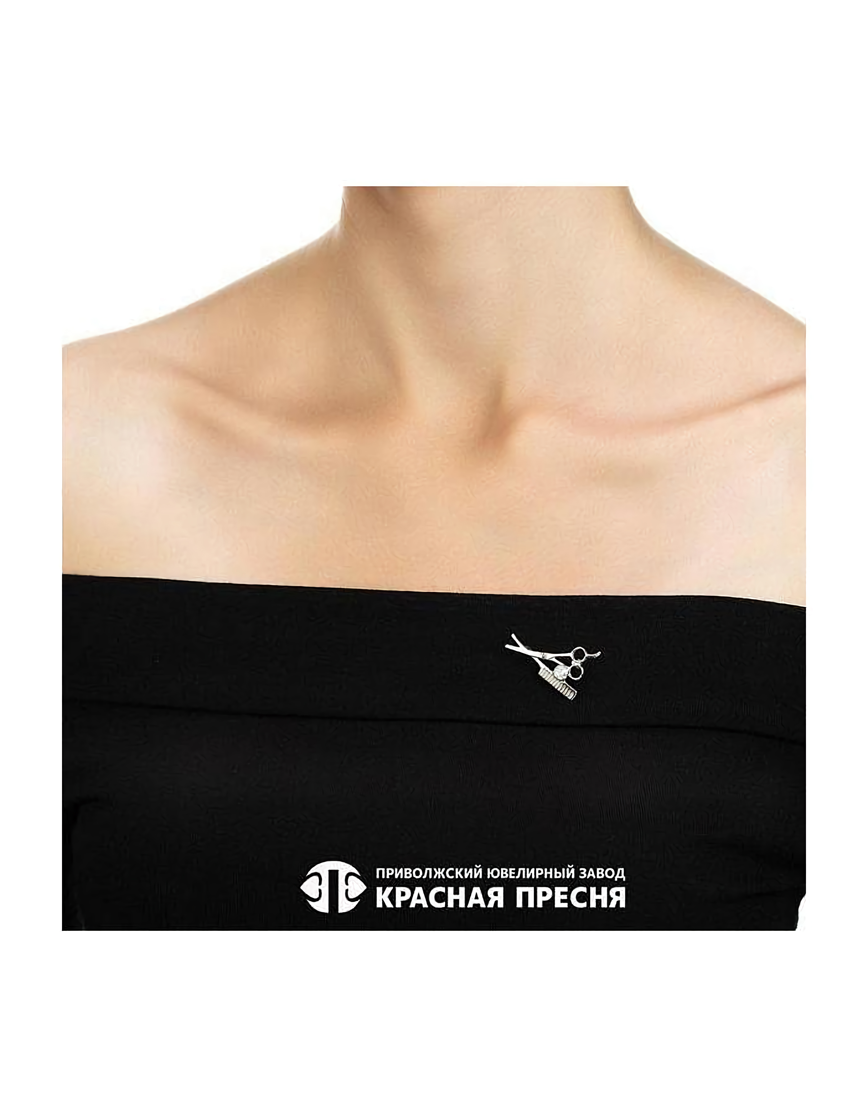 Брошь булавка серебряная ножницы и расческа — фото 3