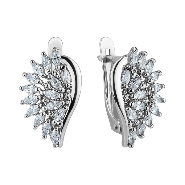 Серьги из серебра c фианитом