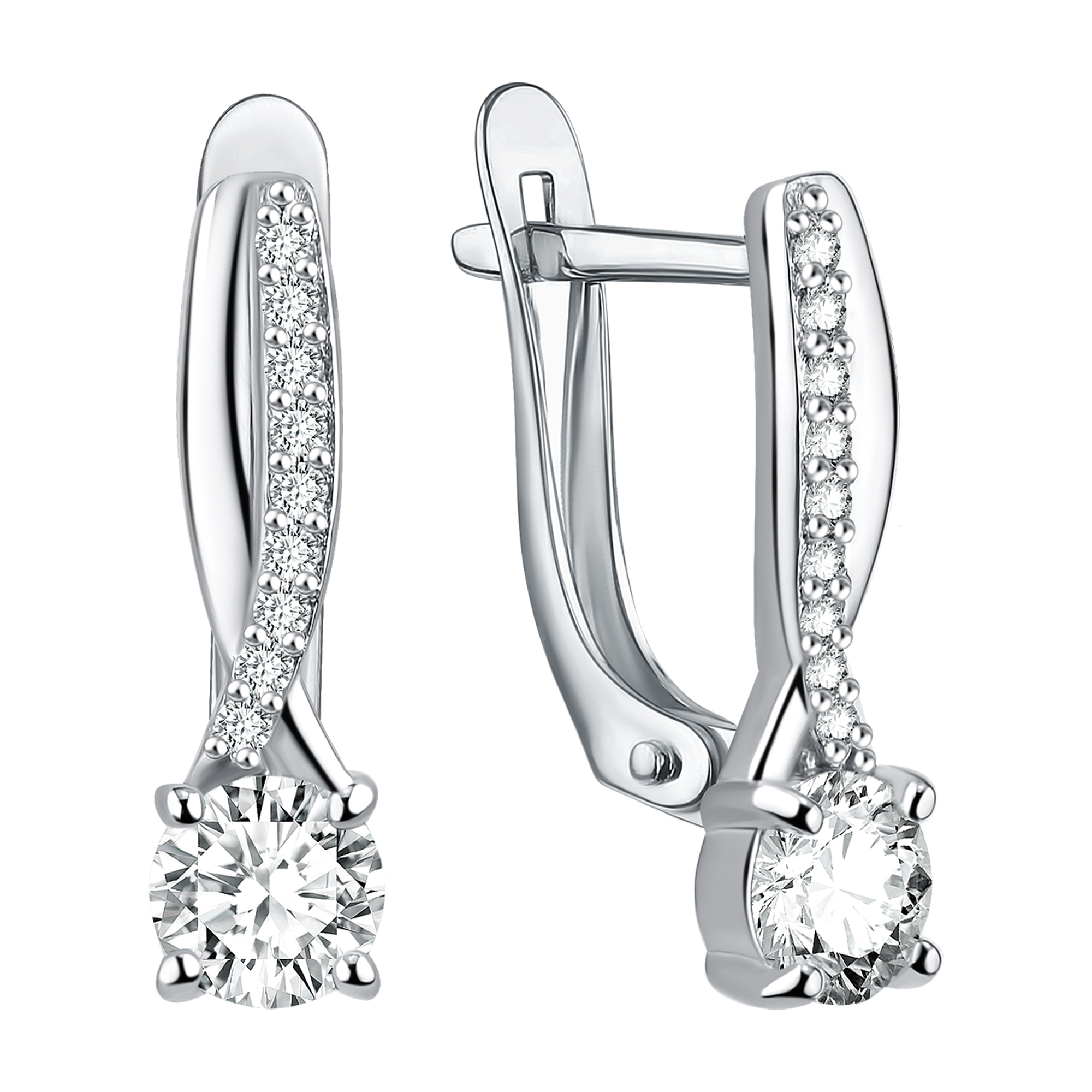 Серьги из серебра c фианитом