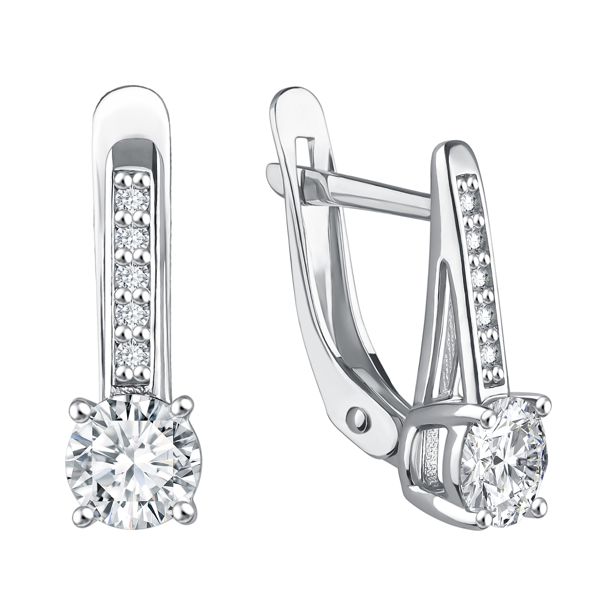 Серьги из серебра c фианитом