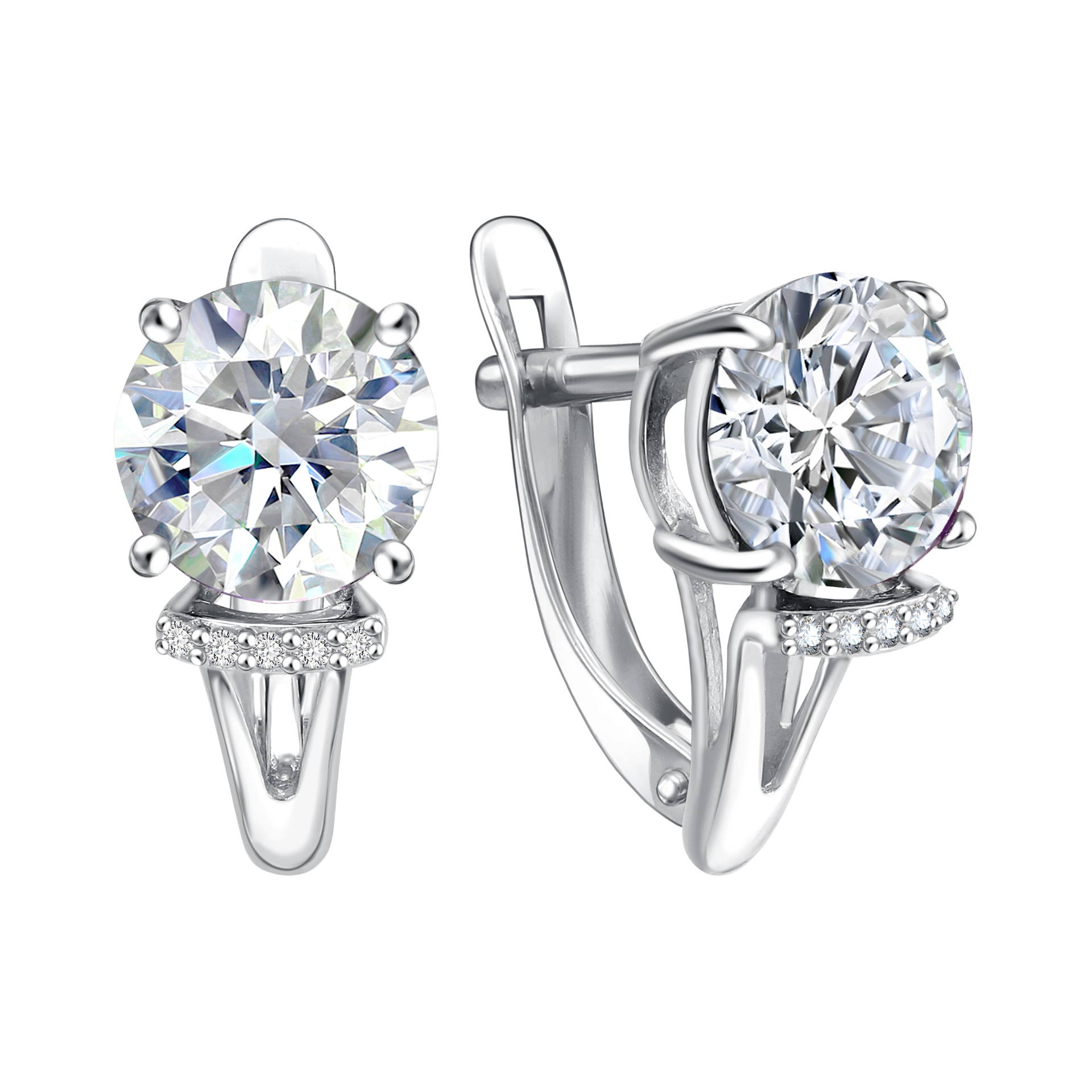 Серьги из серебра c фианитом