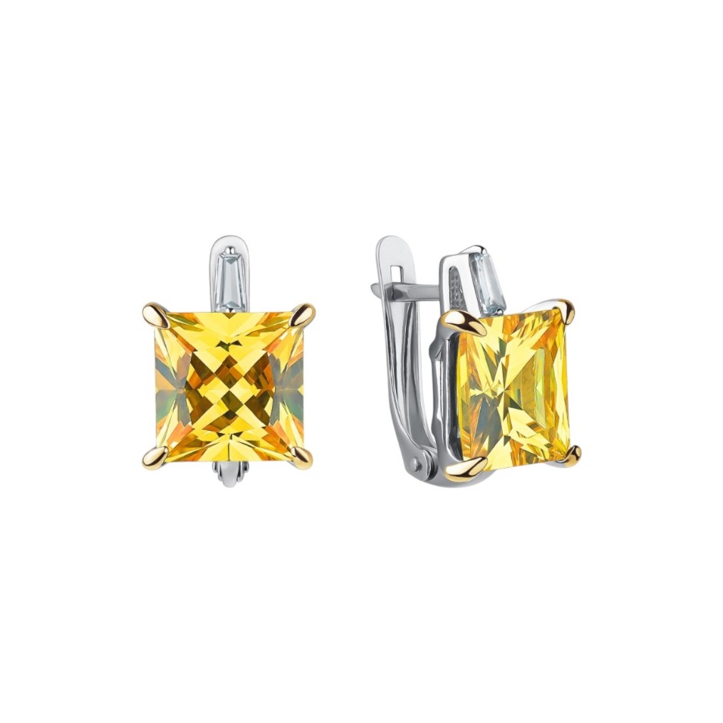 Серьги из серебра c фианитом