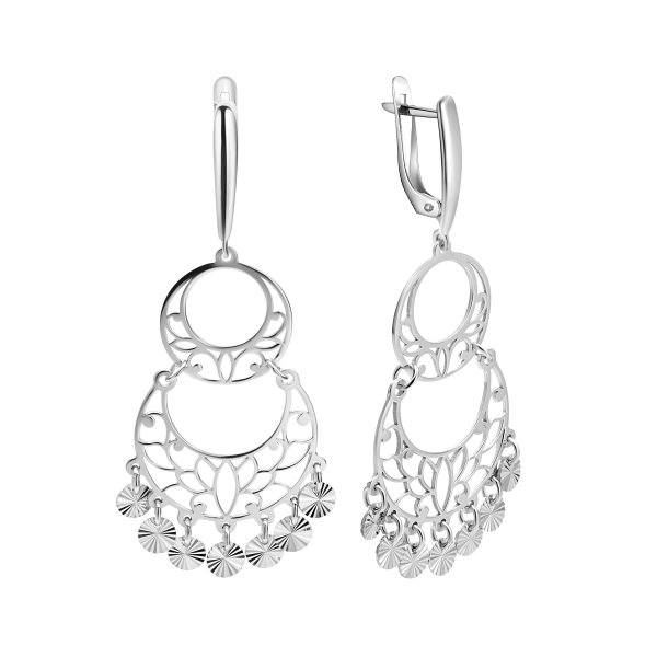 Серьги люстры из серебра