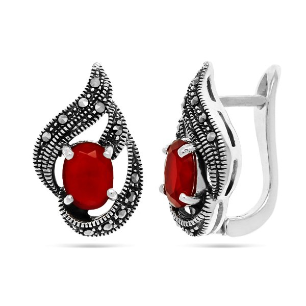 Серьги из серебра c марказитом
