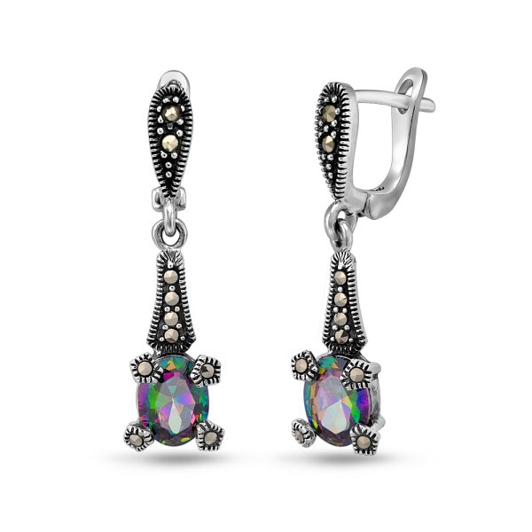 Серьги из серебра c кварцем