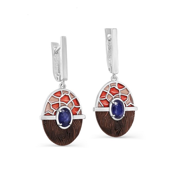 Серьги из серебра c сапфиром