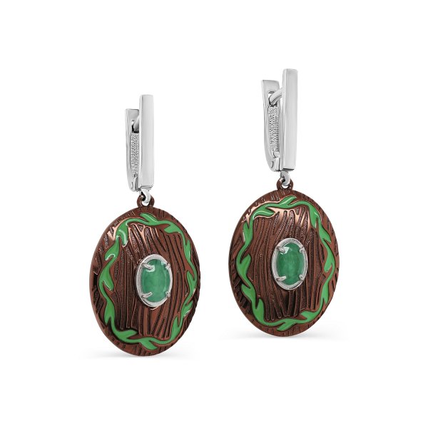 Серьги из серебра c изумрудом