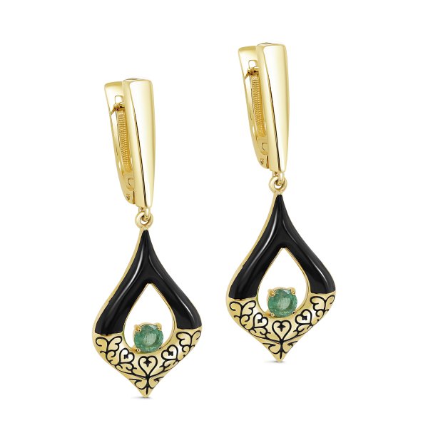Серьги из серебра c изумрудом