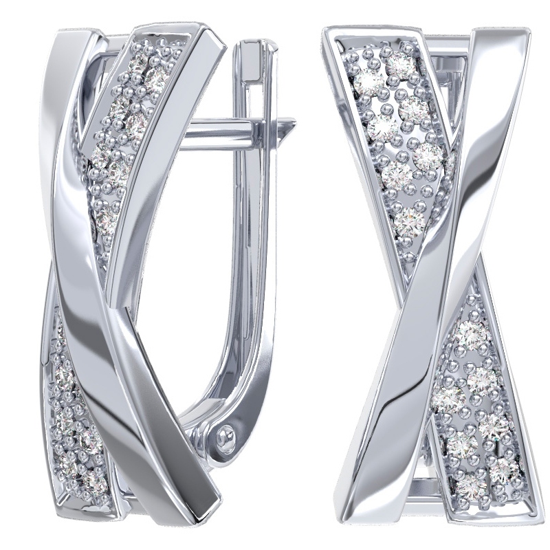 Серьги из серебра c фианитом