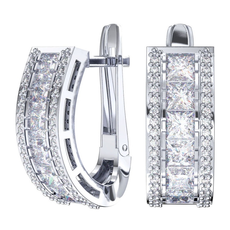 Серьги из серебра c фианитом