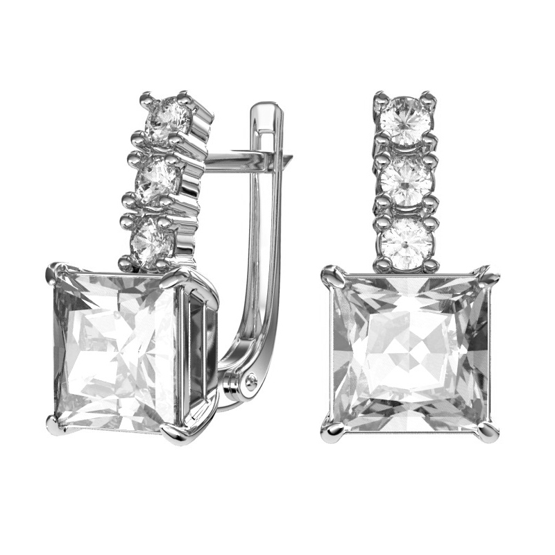 Серьги из серебра c фианитом