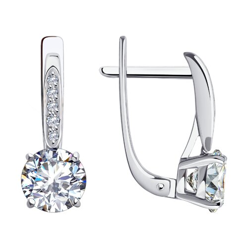 Серьги из золота 585 пробы c фианитом
