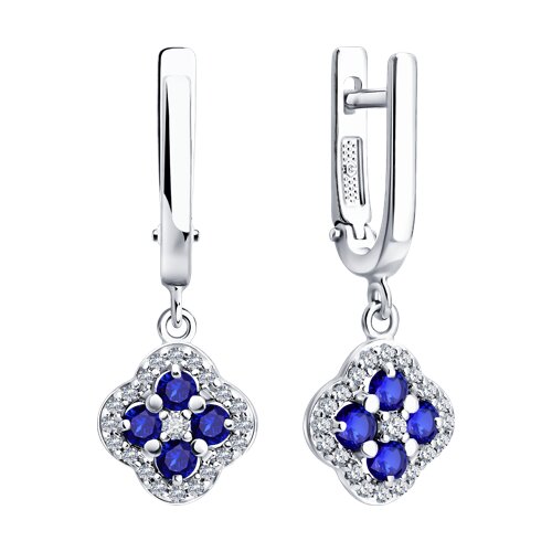 Серьги из серебра c сапфиром