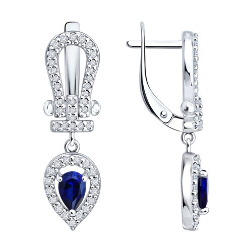 Серьги из серебра c сапфиром