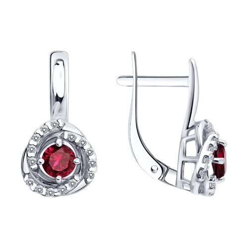 Серьги из серебра c рубином