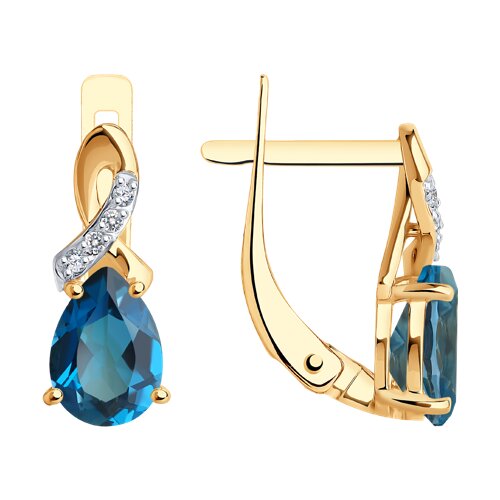 Серьги из золота 585 пробы c топазом