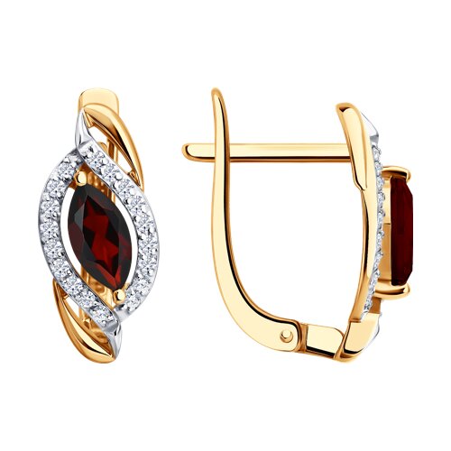 Серьги из золота 585 пробы c гранатом
