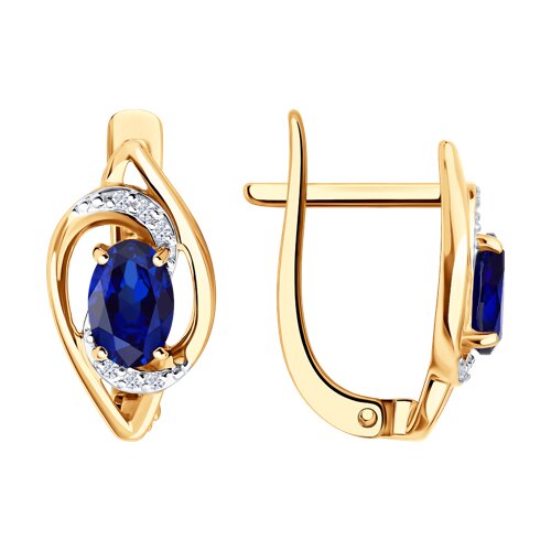 Серьги из золота 585 пробы c сапфиром