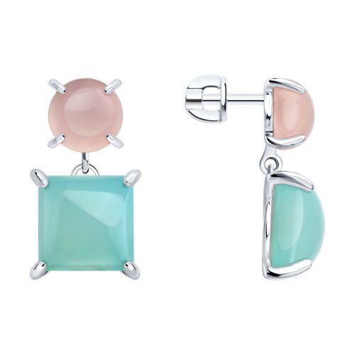 Серьги из серебра c лунным камнем