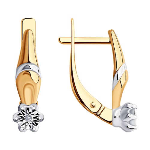 Серьги из серебра c бриллиантом