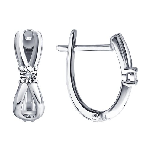 Серьги из серебра c бриллиантом