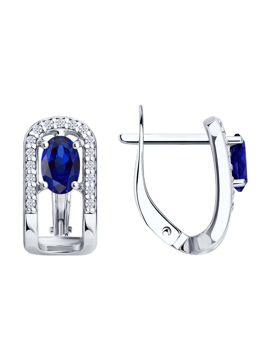 Серьги из серебра c сапфиром