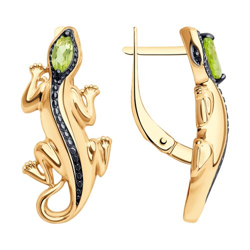 Серьги из серебра c хризолитом