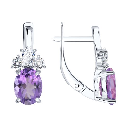 Серьги из серебра c аметистом