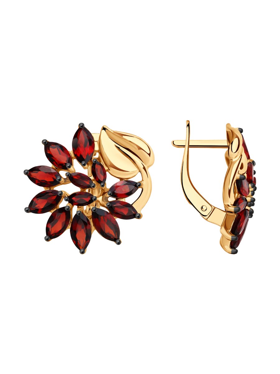 Серьги из серебра c гранатом