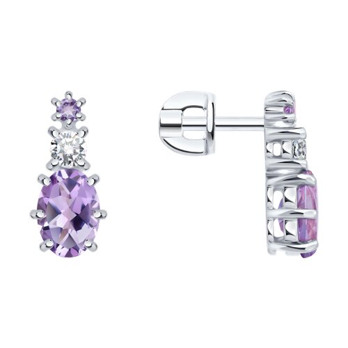 Серьги из серебра c аметистом