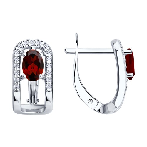 Серьги из серебра c гранатом