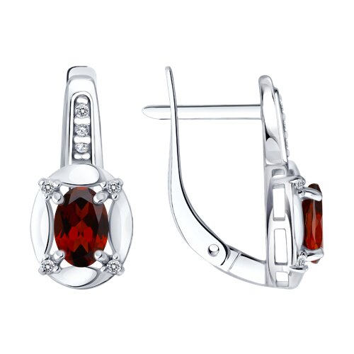 Серьги из серебра c гранатом