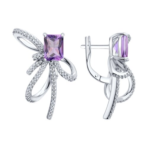 Серьги из серебра c аметистом