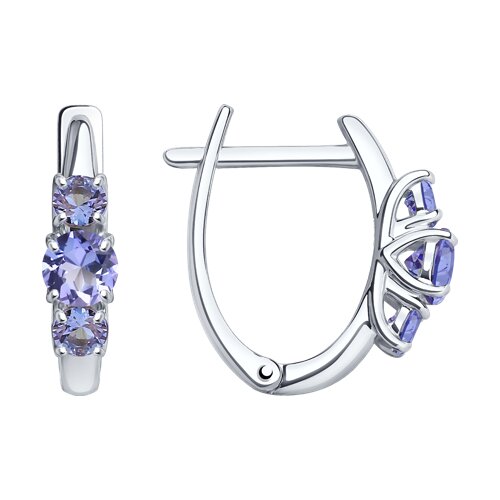 Серьги из серебра c танзанитом