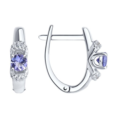 Серьги из серебра c танзанитом
