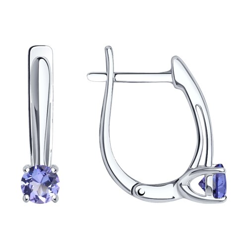 Серьги из серебра c танзанитом