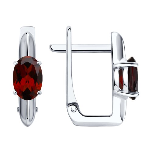 Серьги из серебра c гранатом