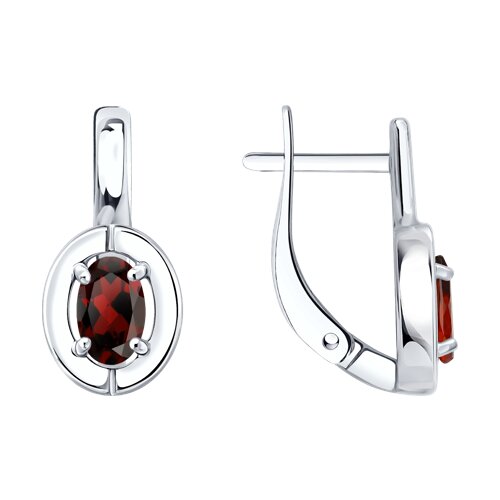 Серьги из серебра c гранатом