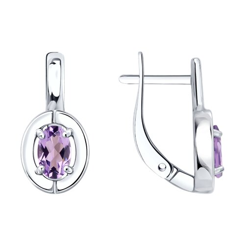 Серьги из серебра c аметистом