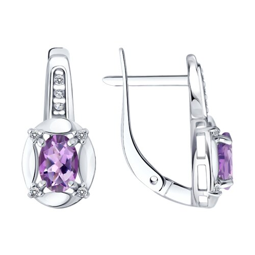 Серьги из серебра c аметистом