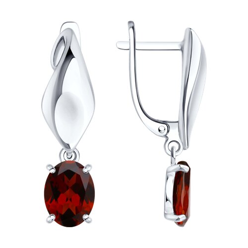 Серьги из серебра c гранатом