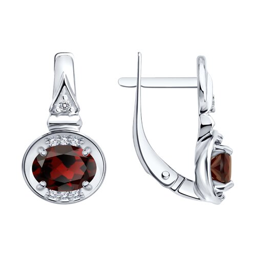 Серьги из серебра c гранатом