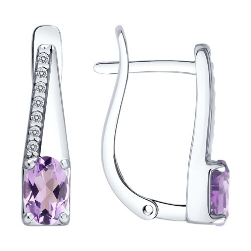 Серьги из серебра c аметистом