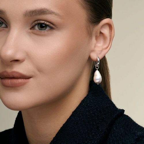 Серьги на подвеске c жемчугом — фото 5