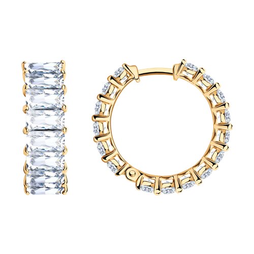 Серьги конго из серебра c фианитом