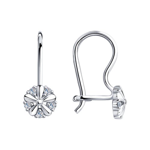 Серьги детские из серебра c фианитом