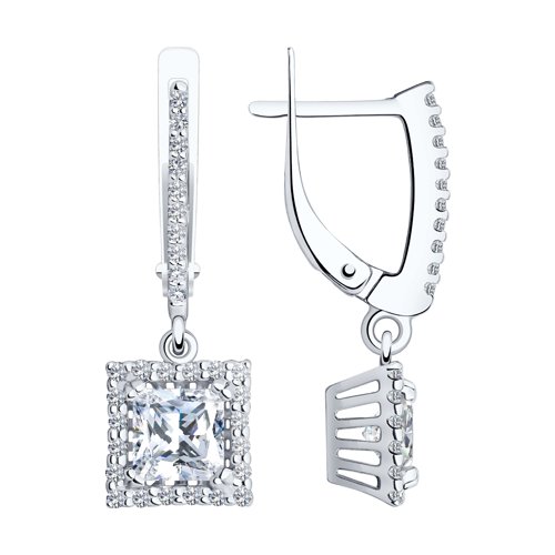 Серьги из серебра c фианитом