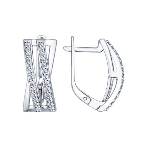 Серьги из серебра c фианитом