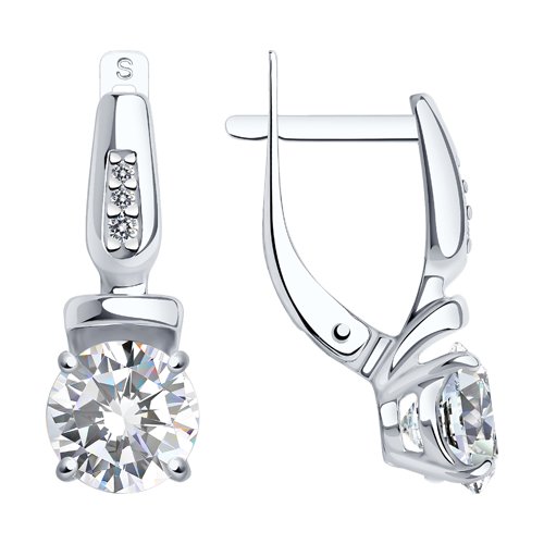 Серьги из серебра c фианитом