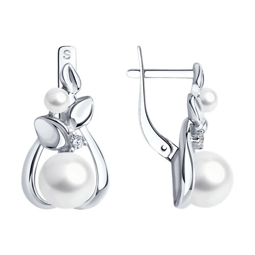 Серьги из серебра c жемчугом